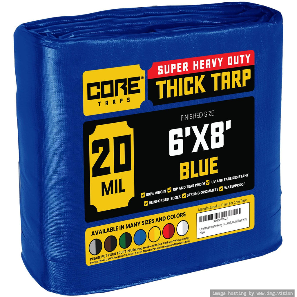 Extra Heavy-Duty Waterproof Tarp – UV-Resistant Rip-Resistant Cover for Roof, Patio, Pool & Boat Protection