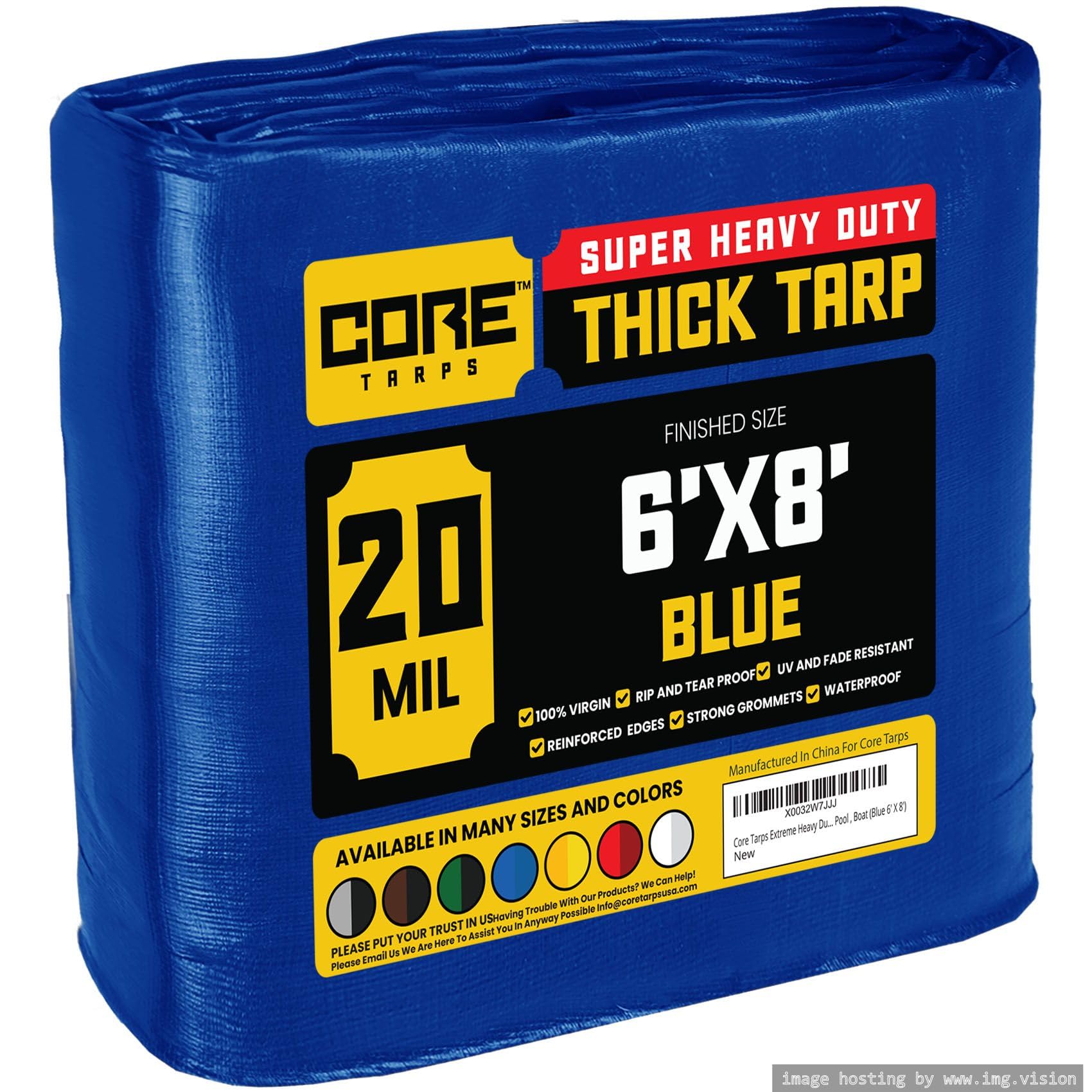 Extra Heavy-Duty Waterproof Tarp – UV-Resistant Rip-Resistant Cover for Roof, Patio, Pool & Boat Protection