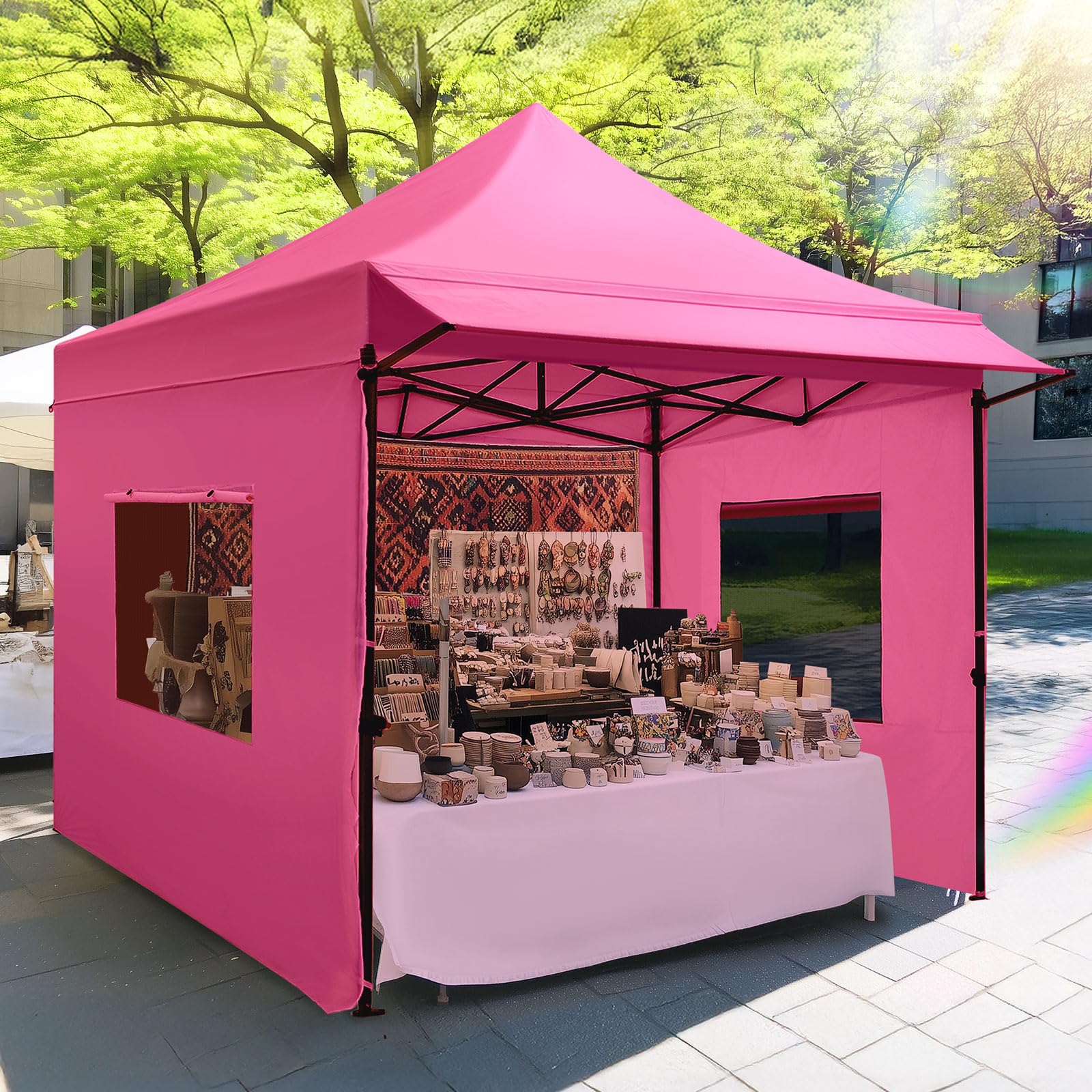 Heavy-Duty Pop-Up Canopy Tent – Commercial Instant Shelter with 3 Removable Sidewalls, Wheeled Bag & UPF 50+ Protection
