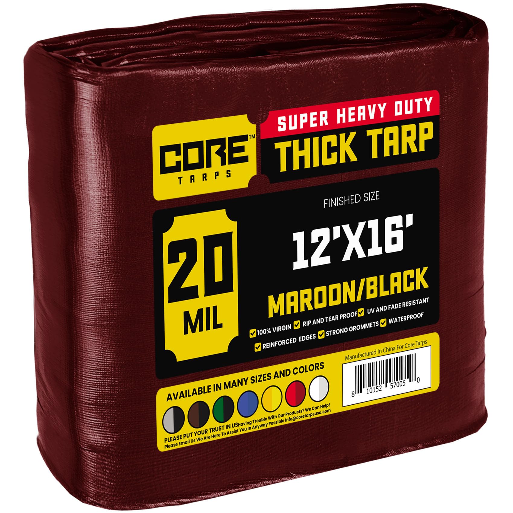 Extra Heavy-Duty Waterproof Tarp – UV-Resistant Rip-Resistant Cover for Roof, Patio, Pool & Boat Protection