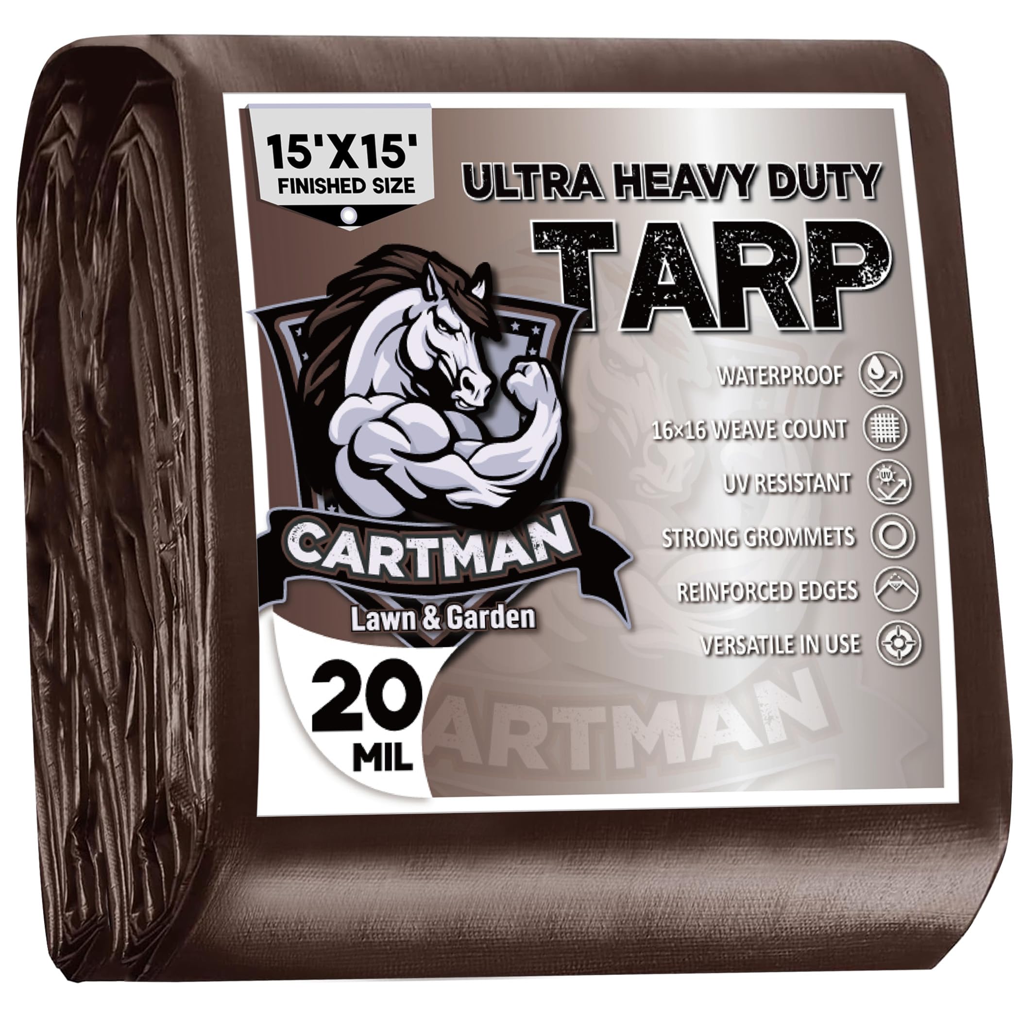Cartman 12 Mil Brown/Black 16 Mil Silver 20 Mli Brown Poly Tarp Cover