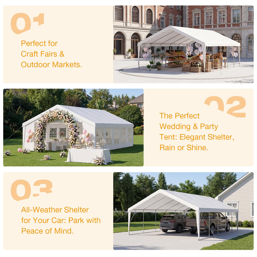 Heavy-Duty Commercial Party Tent – Waterproof Canopy with Removable Sidewalls for Events & Outdoor Gatherings, White