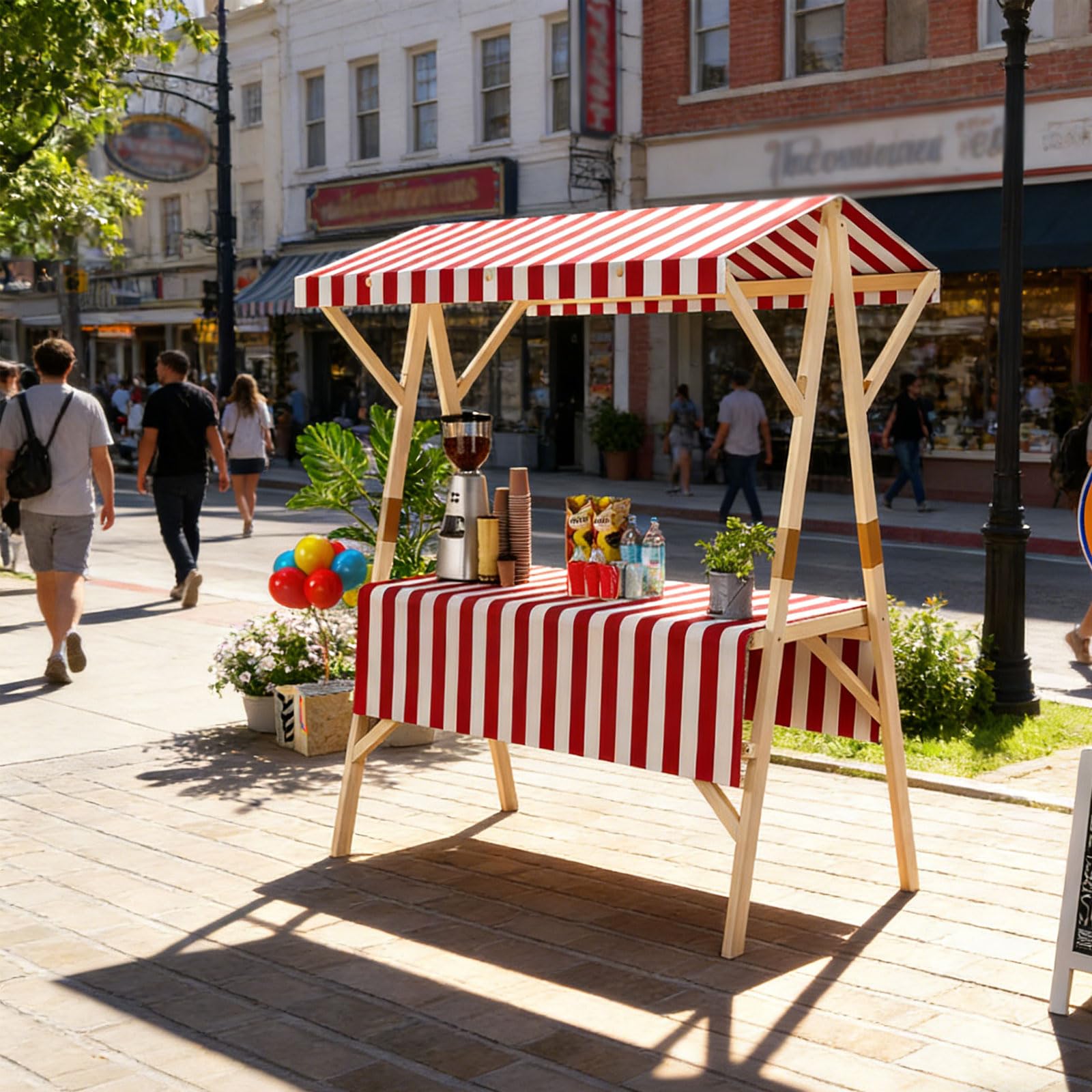 Portable Vendor Cart with Canopy – Foldable Market Stall with Wheels for Festivals, Markets & Outdoor Events
