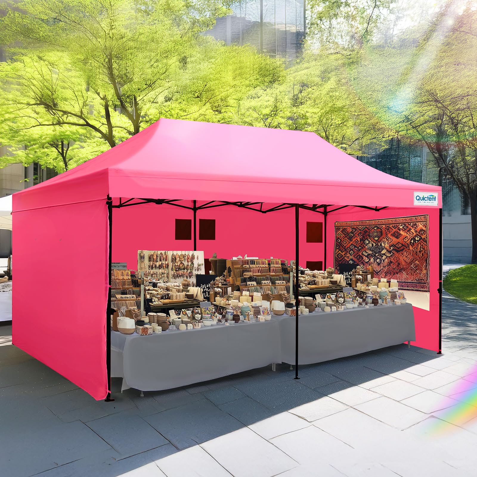 Heavy-Duty Pop-Up Canopy Tent – Commercial Instant Shelter with 3 Removable Sidewalls, Wheeled Bag & UPF 50+ Protection