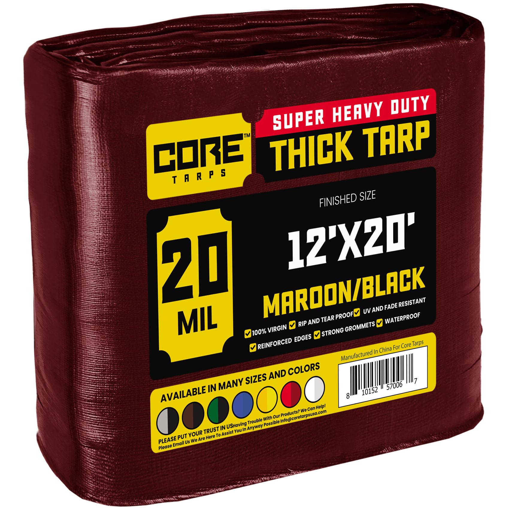 Extra Heavy-Duty Waterproof Tarp – UV-Resistant Rip-Resistant Cover for Roof, Patio, Pool & Boat Protection
