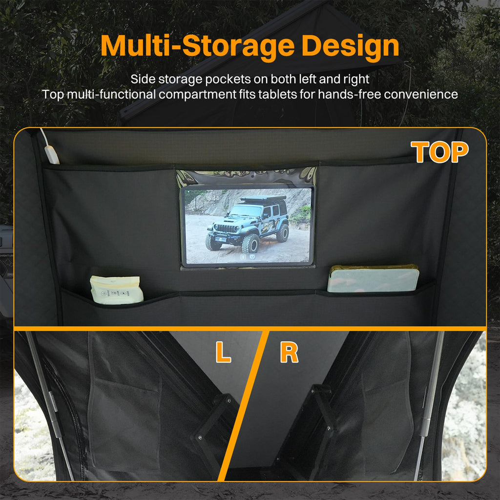 Aluminum Rooftop Tent – Roof Tent with LED Light & Memory Foam Mattress for 2–3 People