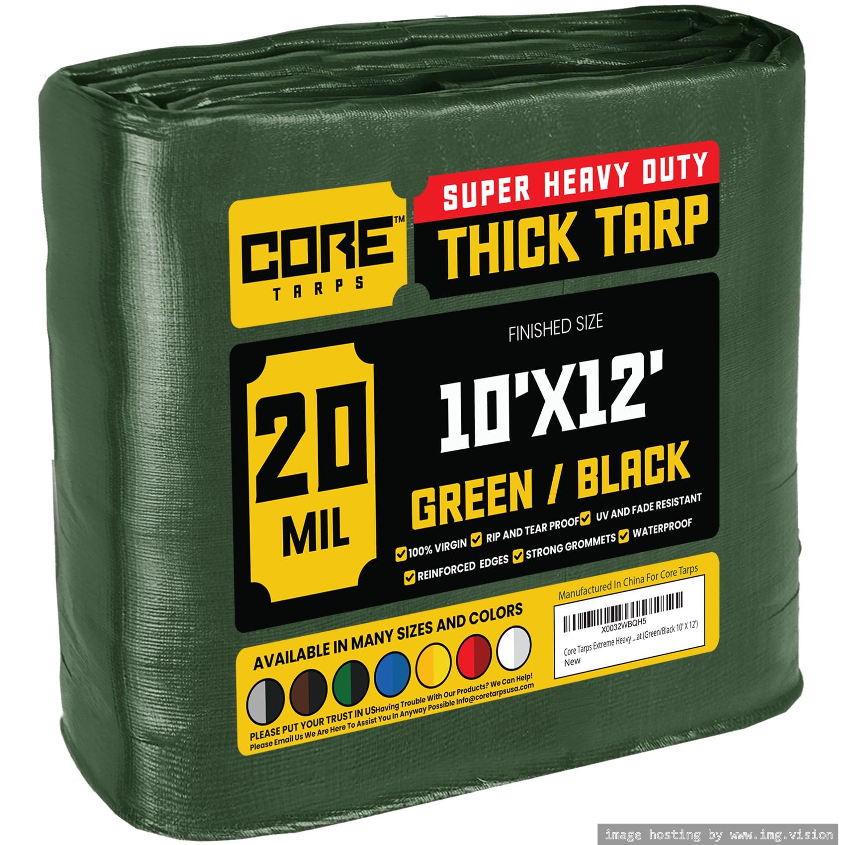 Extra Heavy-Duty Waterproof Tarp – UV-Resistant Rip-Resistant Cover for Roof, Patio, Pool & Boat Protection