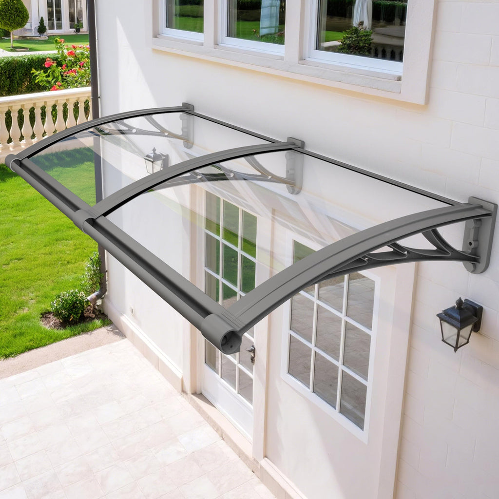 Rainproof Door Canopy – UV-Resistant Polycarbonate Awning with Drainage Design (32 × 114 in)