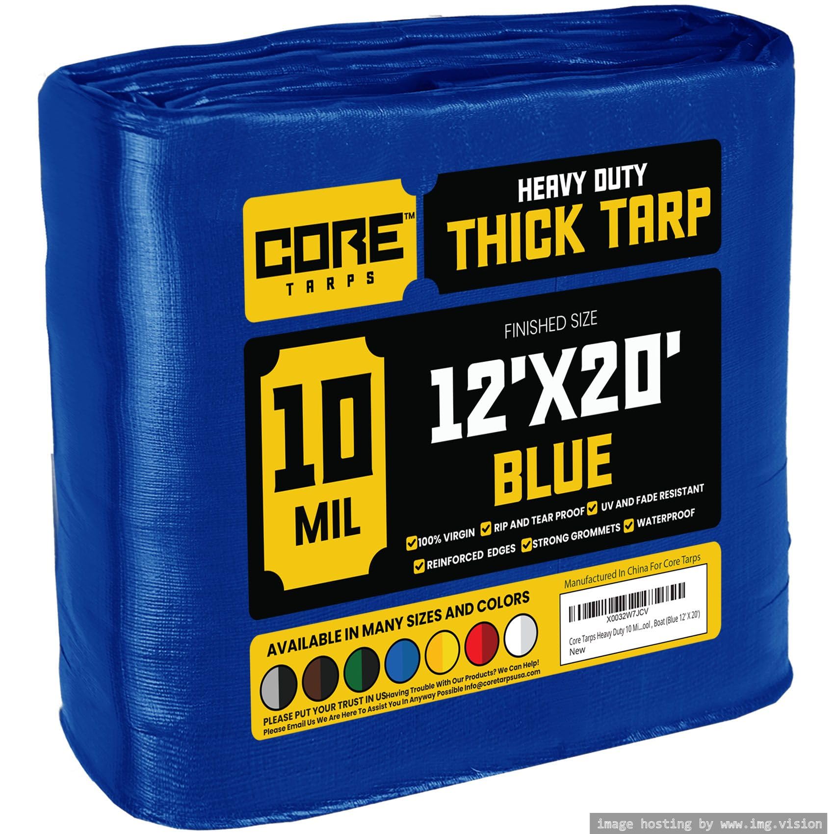 Extra Heavy-Duty Waterproof Tarp – UV-Resistant Rip-Resistant Cover for Roof, Patio, Pool & Boat Protection