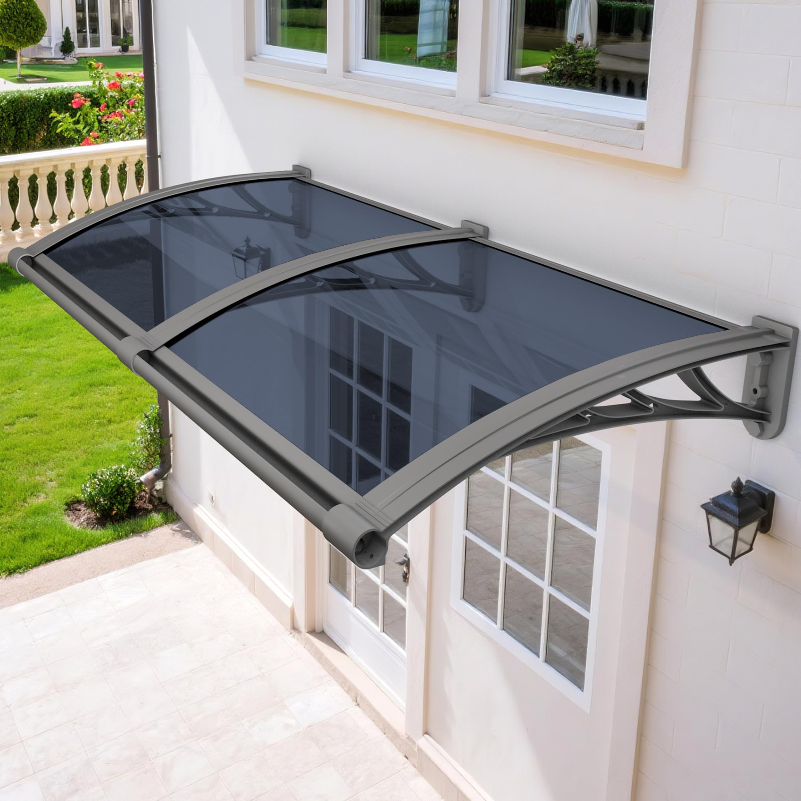 Rainproof Door Canopy – UV-Resistant Polycarbonate Awning with Drainage Design (32 × 114 in)