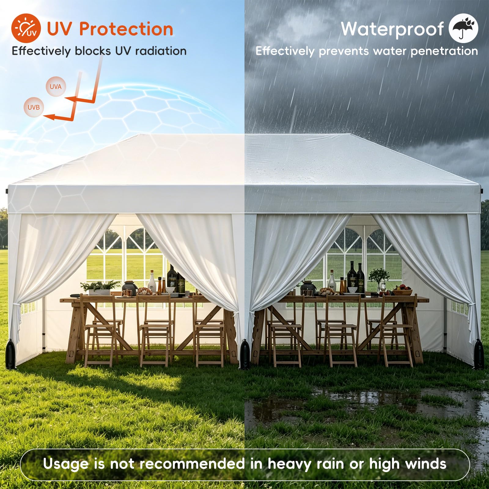 10 × 20 FT Pop-Up Canopy Tent – Event Shelter with 6 Sidewalls, Windows & Roller Bag for Outdoor Use