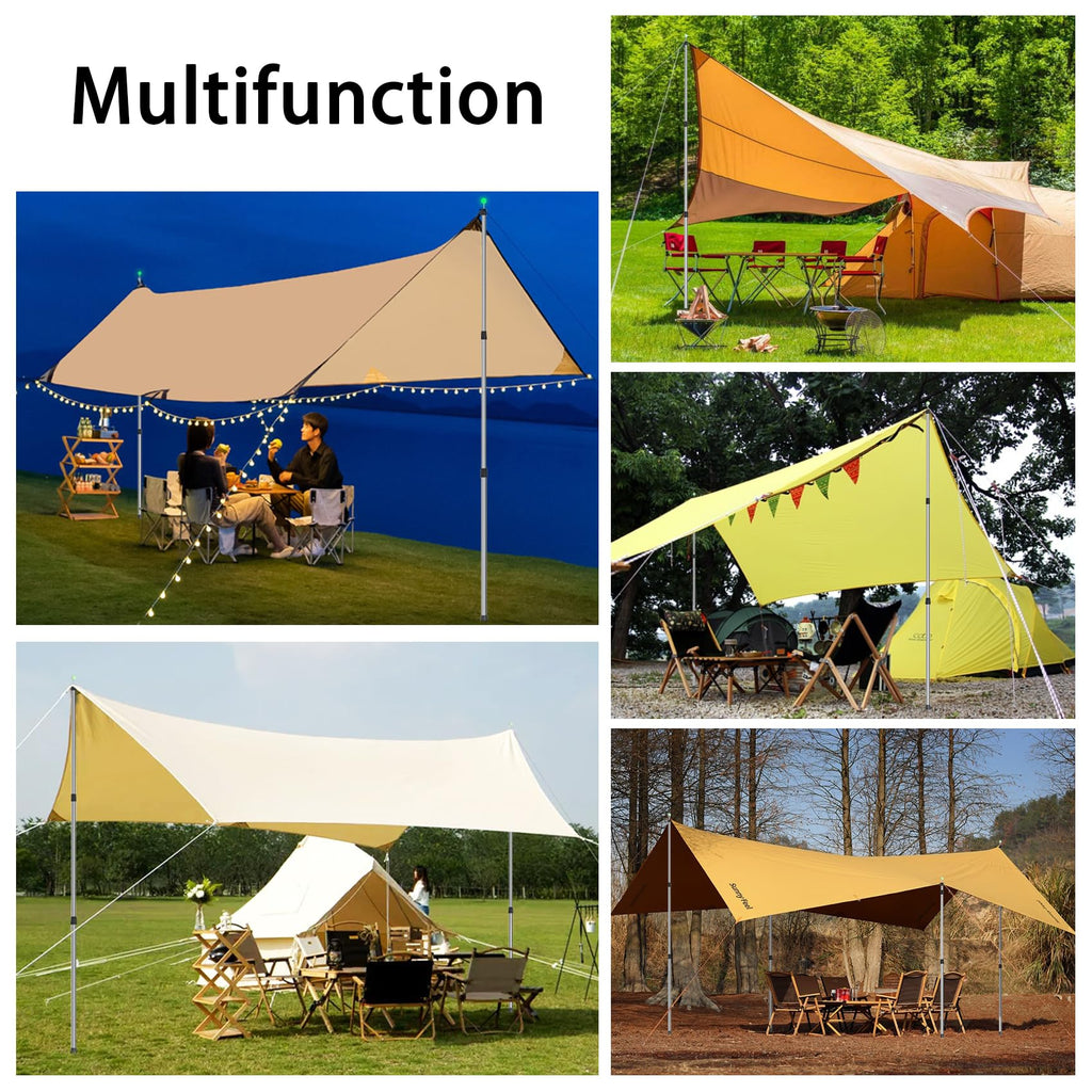 Telescoping Tarp Poles – Heavy-Duty Stainless Steel Canopy Pole Set for Camping & Outdoor Use (Set of 2)