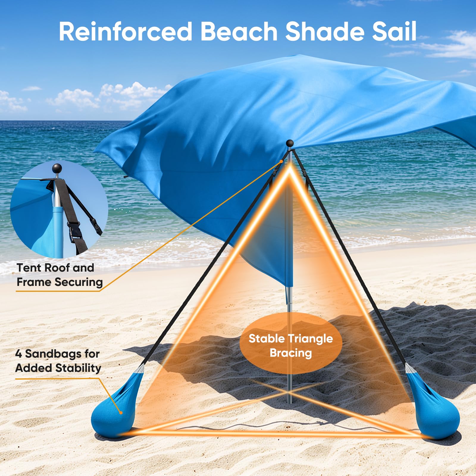 Beach Shade Canopy – UPF 50+ Sun Shelter for 4–6 People, Lightweight Easy-Setup Design (100 Sq. Ft.)