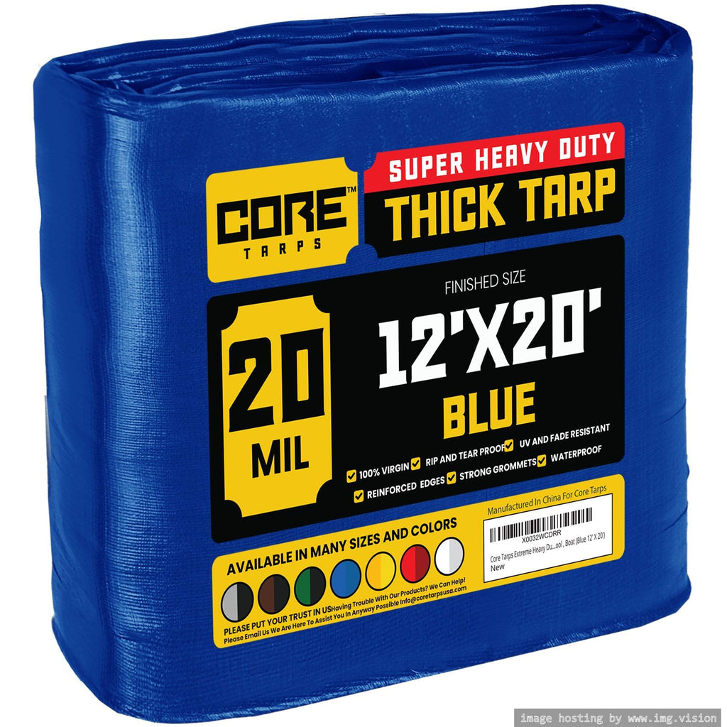 Extra Heavy-Duty Waterproof Tarp – UV-Resistant Rip-Resistant Cover for Roof, Patio, Pool & Boat Protection
