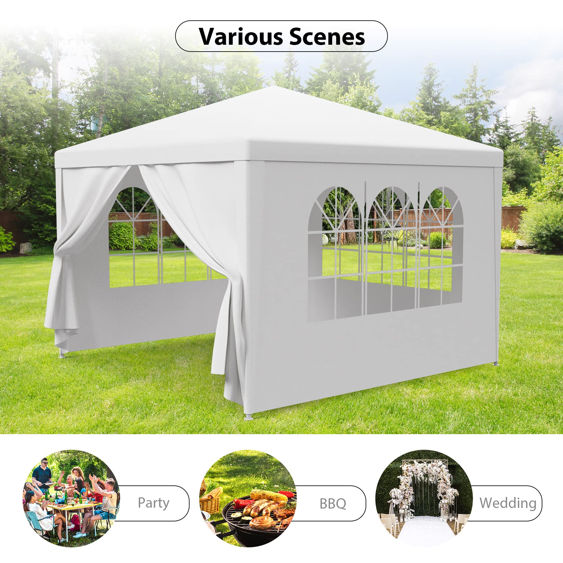 Waterproof Gazebo Canopy Tent – Heavy-Duty Event Shelter with Removable Sidewalls & Windows, White