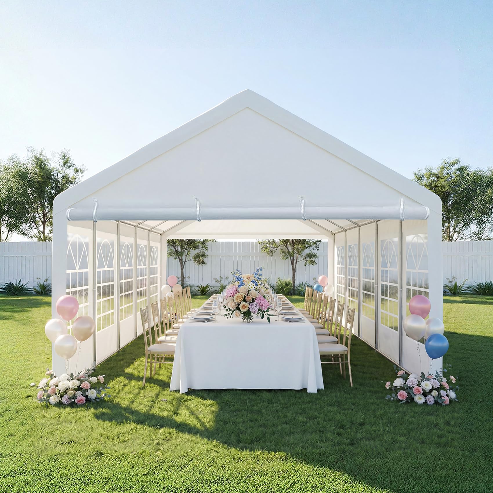 Heavy-Duty Party Tent – Waterproof Outdoor Event Shelter with Removable Sidewalls, White