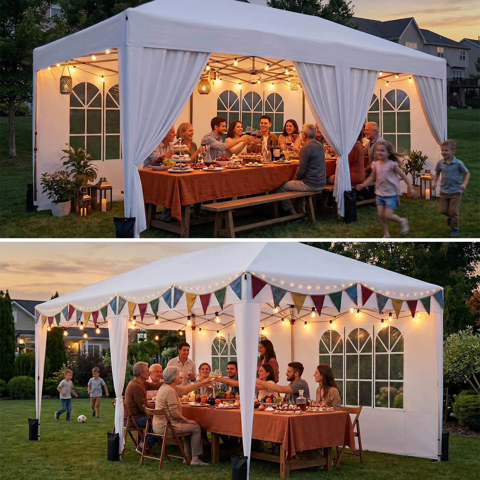 10 × 20 FT Pop-Up Canopy Tent – Event Shelter with 6 Sidewalls, Windows & Roller Bag for Outdoor Use