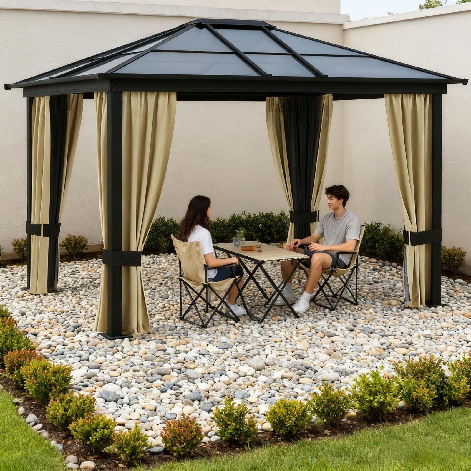 Waterproof Double Roof Gazebo Canopy – Outdoor Shelter for Patio, Garden & Backyard (11.8 × 9.7 FT)