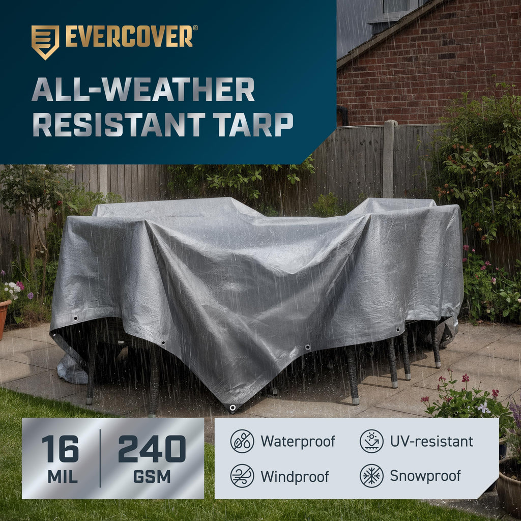Heavy-Duty Waterproof Tarp – 16 Mil UV-Resistant All-Weather Tarpaulin with Reinforced Grommets (Multiple Sizes)