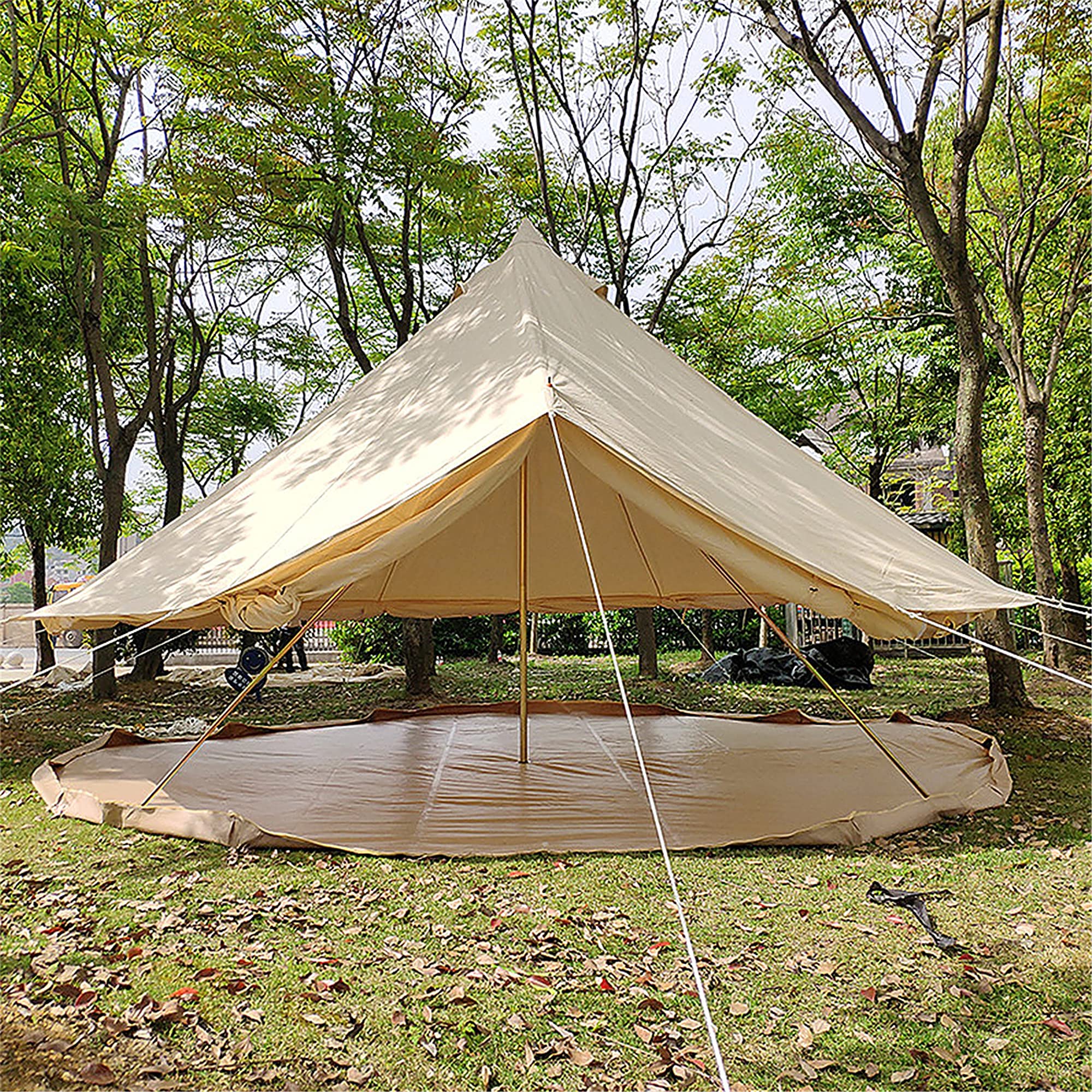 Waterproof Canvas Bell Tent with Zipped Groundsheet & Stove Jack – 3/4/5/6m Glamping Shelter