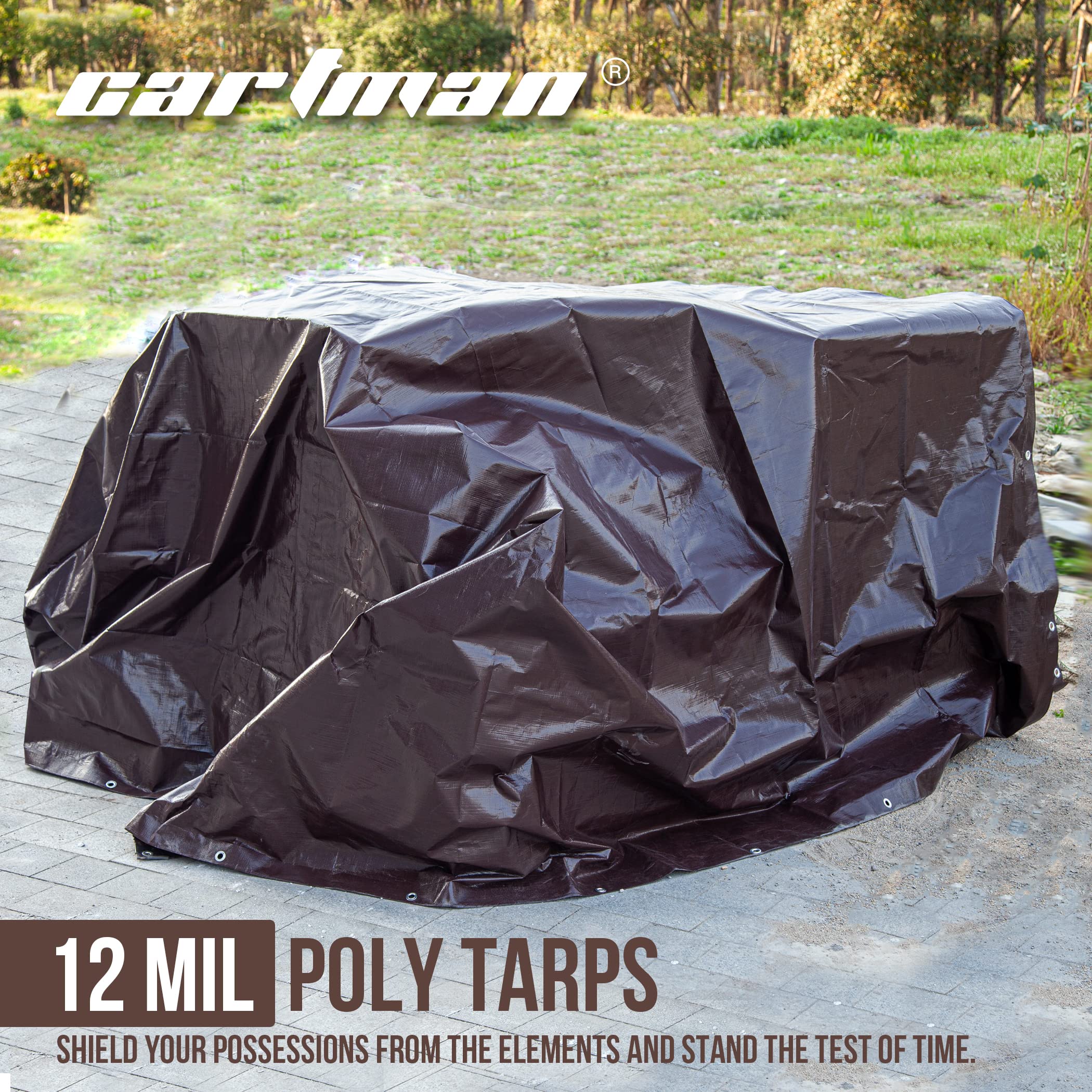 Cartman 12 Mil Brown/Black 16 Mil Silver 20 Mli Brown Poly Tarp Cover