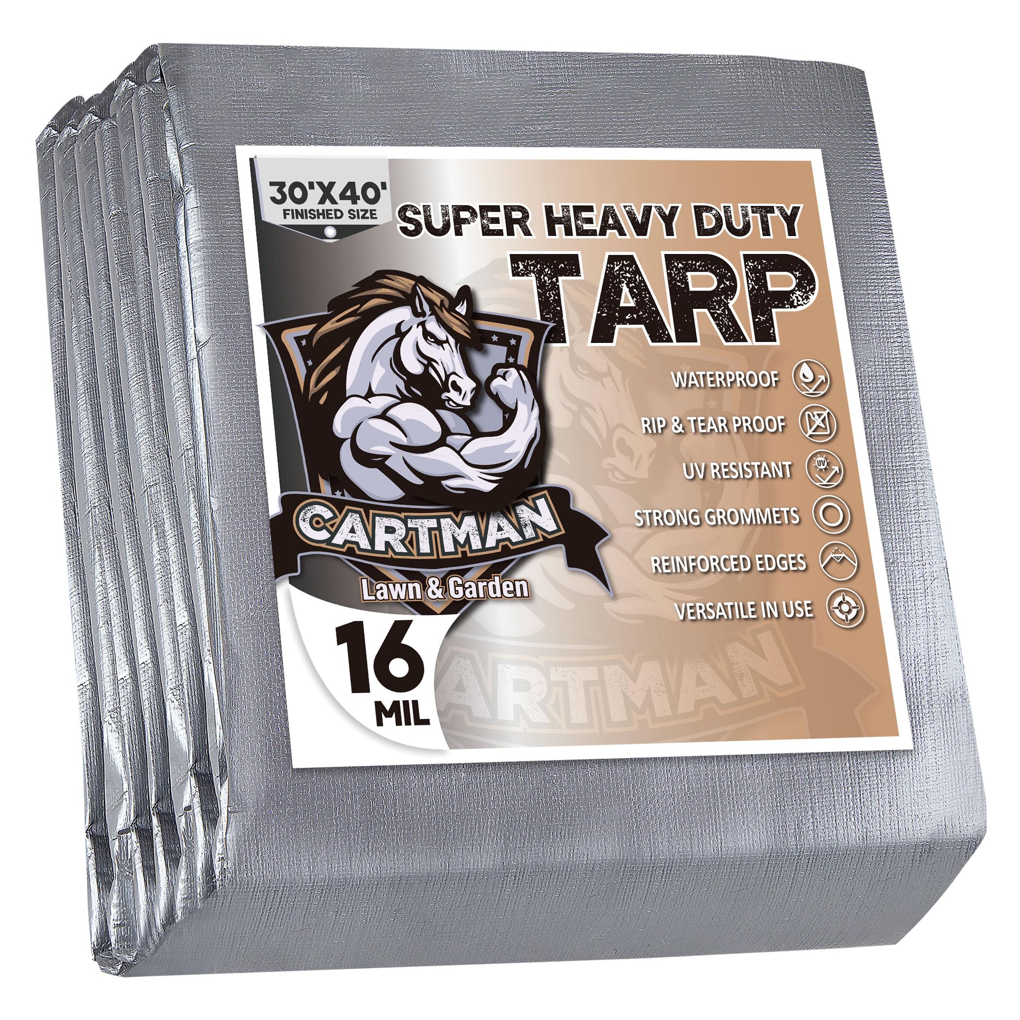Cartman 12 Mil Brown/Black 16 Mil Silver 20 Mli Brown Poly Tarp Cover