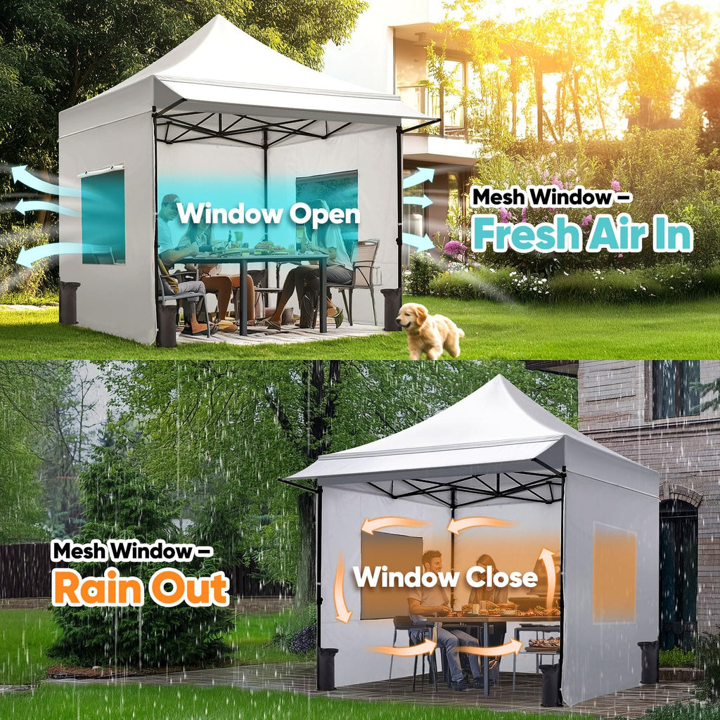 Heavy-Duty Pop-Up Canopy Tent – Commercial Instant Shelter with 3 Removable Sidewalls, Wheeled Bag & UPF 50+ Protection