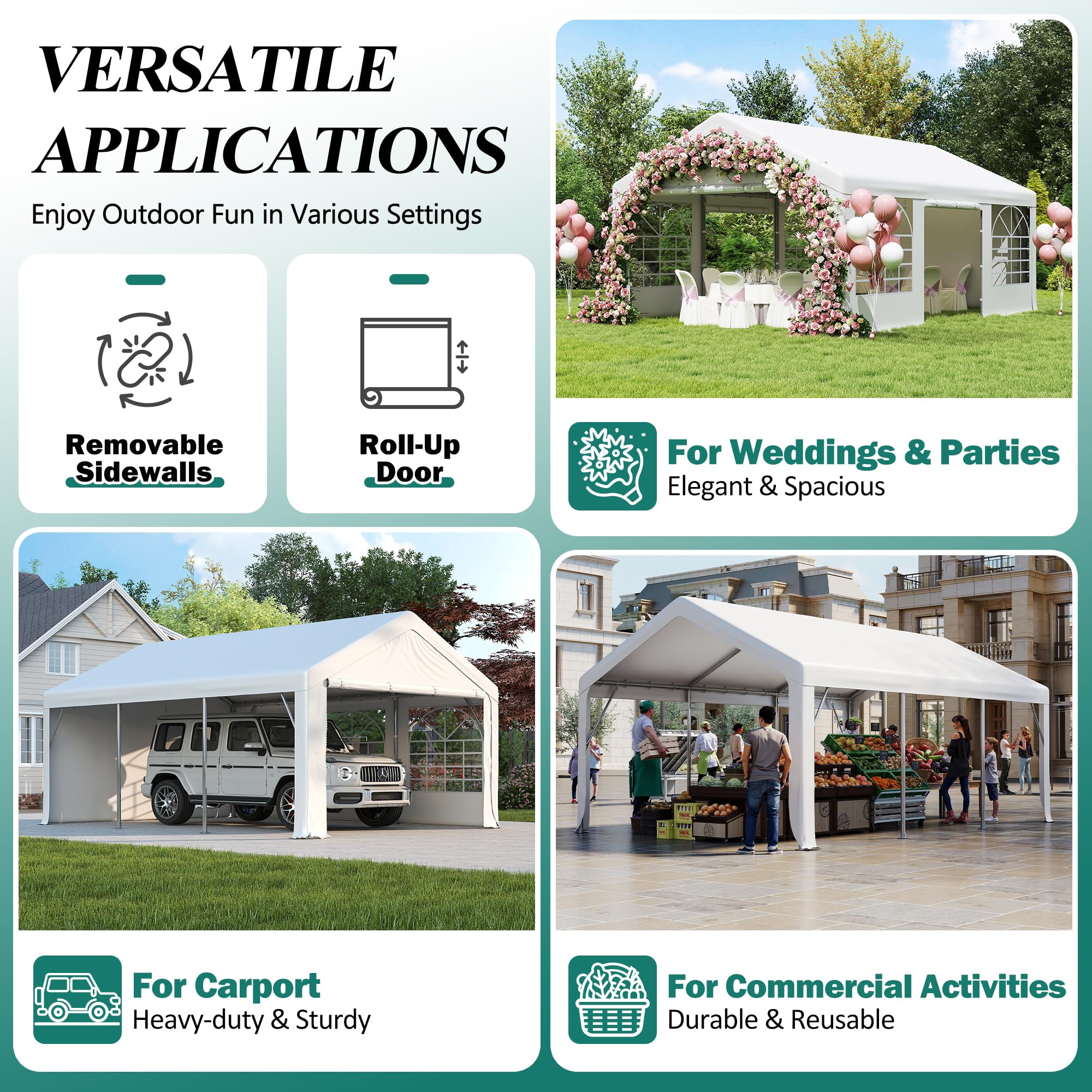 GARTOO Party Tent - Heavy Duty Outdoor Wedding Gazebo