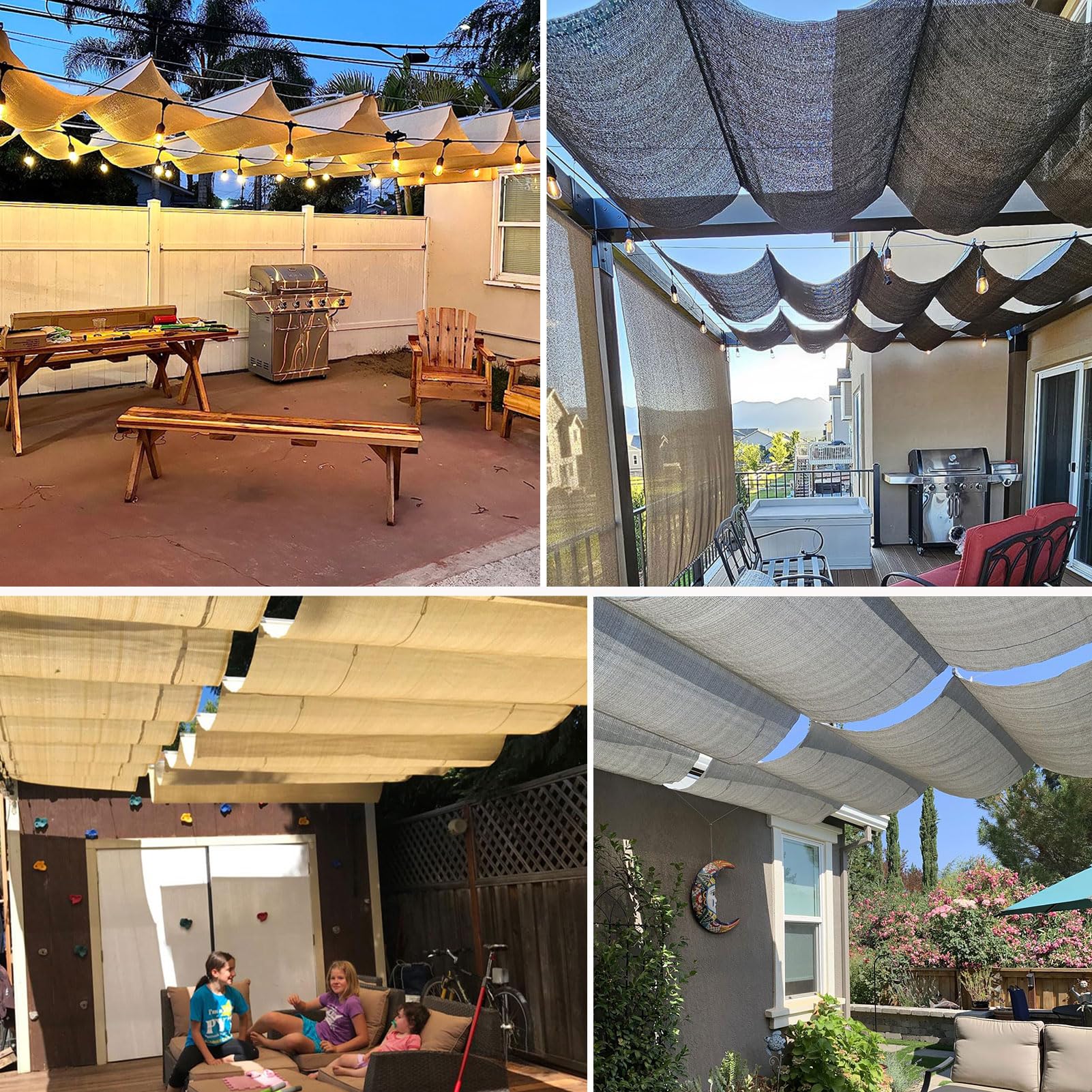 Retractable Sun Shade Canopy – Sliding Wave Shade Sail for Pergola, Patio & Gazebo Outdoor Use