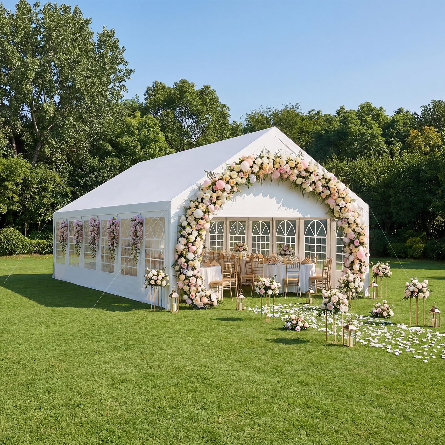 Heavy-Duty Party Tent – Waterproof Outdoor Event Shelter with Removable Sidewalls, White