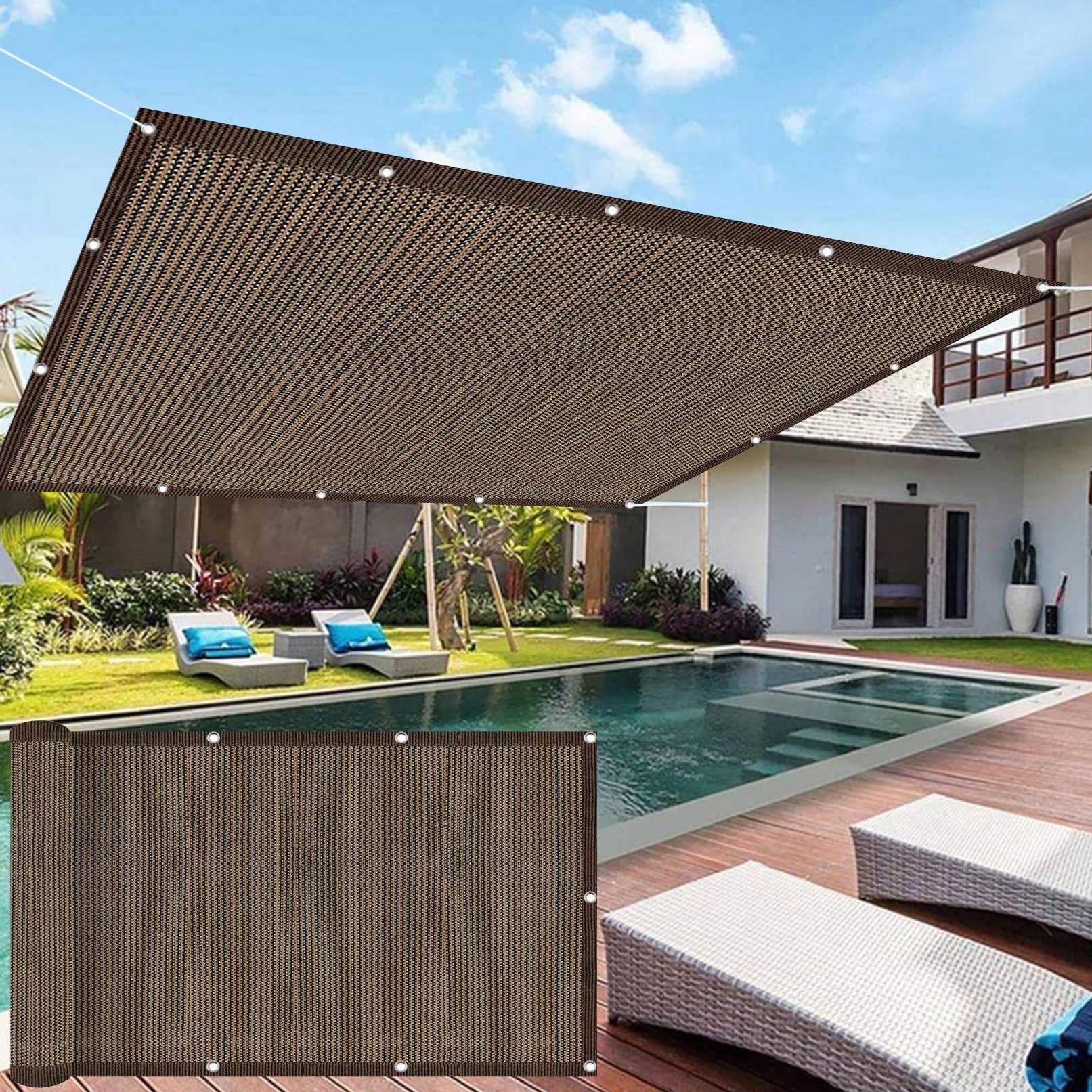 Rectangular UV95% Sun Shade Awning – 3.6 × 3.8 m Outdoor Canopy for Balcony, Garden & Terrace, Grey