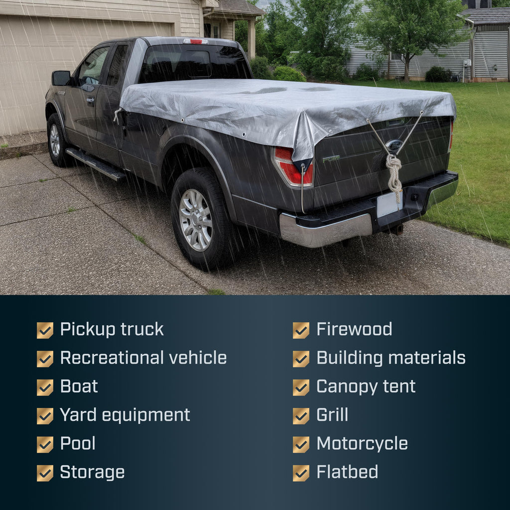 Heavy-Duty Waterproof Tarp – 16 Mil UV-Resistant All-Weather Tarpaulin with Reinforced Grommets (Multiple Sizes)